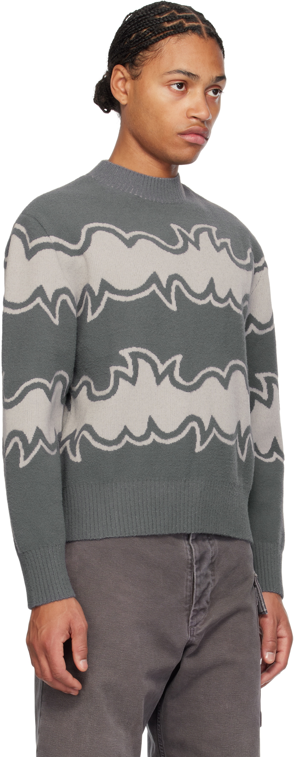 BLUEMARBLE Gray Jacquard Sweater