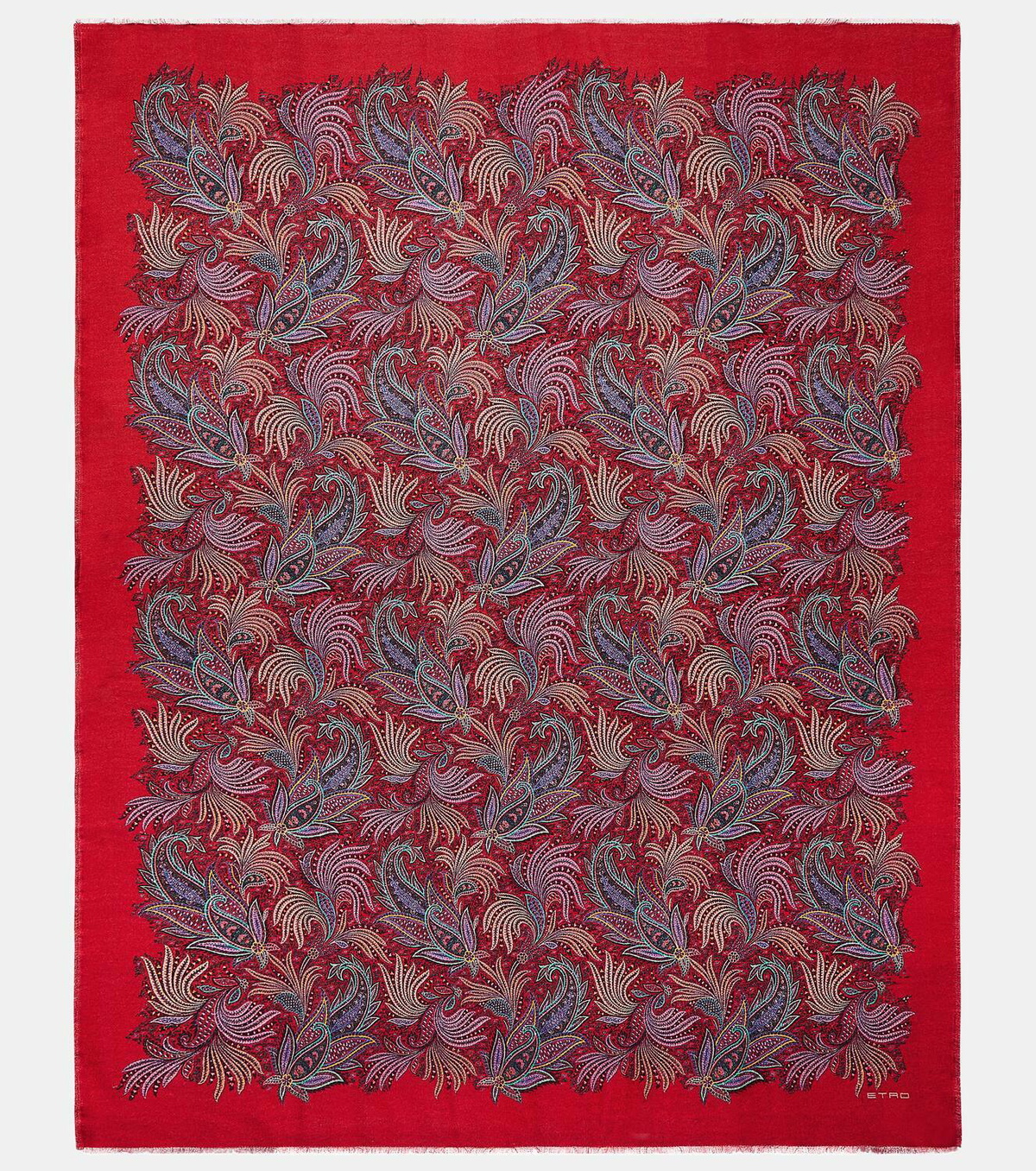 Etro Paisley and checked wool throw