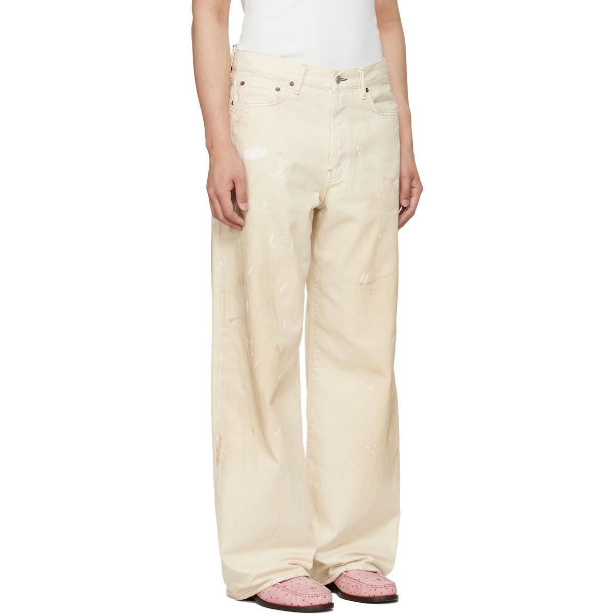 Acne Studios Off-White 1981 U Trafalgar Leather Jeans