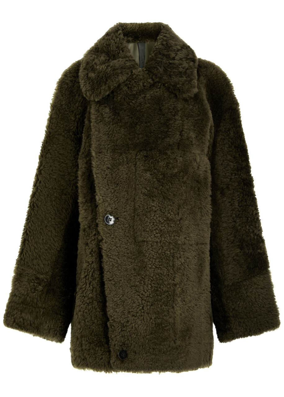 Petar Petrov Wild Is The Wind Shearling Coat Green Dark