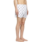 Neil Barrett White and Black Lightning Bolt Swim Shorts