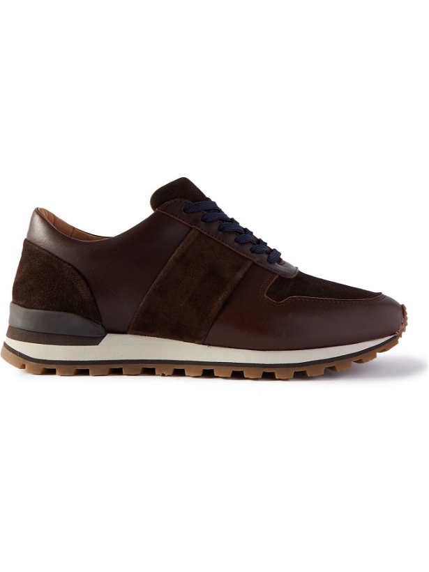 Photo: Mr P. - Suede-Panelled Leather Sneakers - Brown