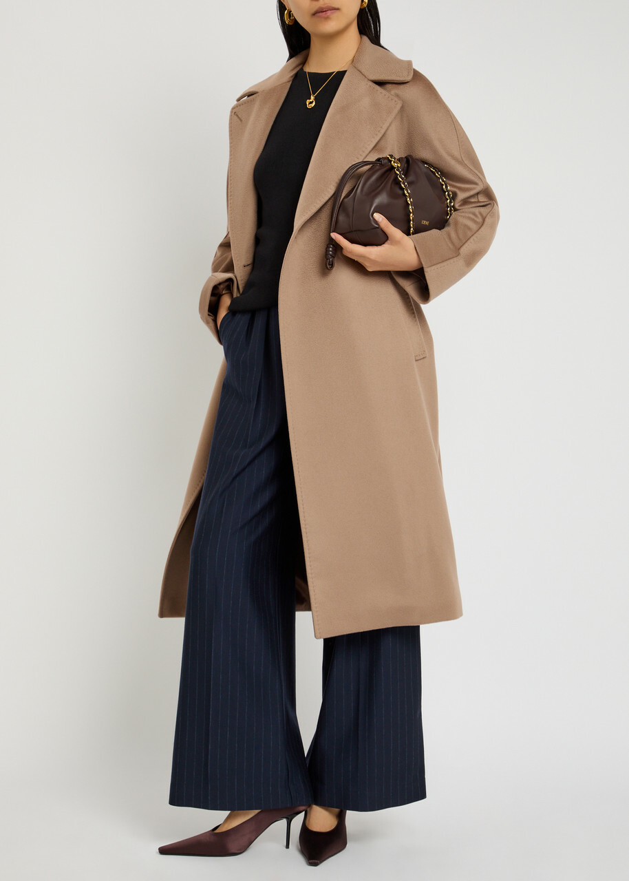 Weekend Max Mara Resina Belted Wool-blend Coat Brown
