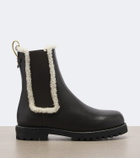 Fendi Shearling-trimmed leather Chelsea boots