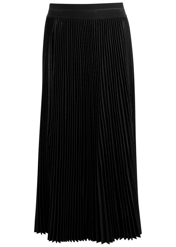 Photo: Helmut Lang Pleated Logo-jacquard Woven Midi Skirt Black