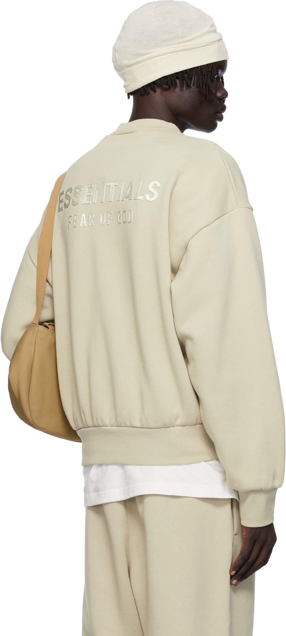 Fear of God ESSENTIALS Taupe Classic Fit Fleece Crewneck Sweatshirt ...