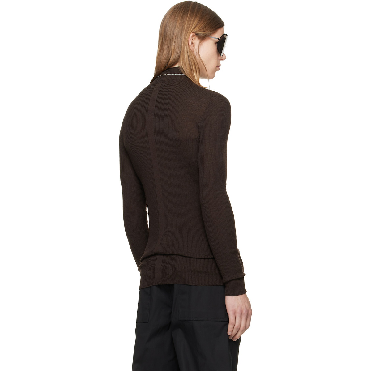 Rick Owens Brown Tower Ribbed Lupetto Sweater