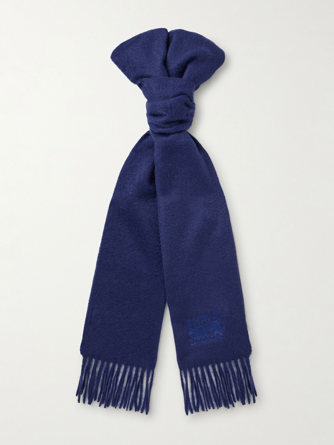 Paul Smith - Logo-Embroidered Fringed Cashmere Scarf