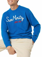 MC2 Saint Barth Man Crewneck Sweater With Sun Moritz Après Ski Embroidery