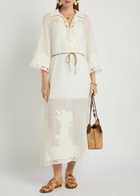 Zimmermann Indra Embroidered Belted Ramie Maxi Dress Ivory