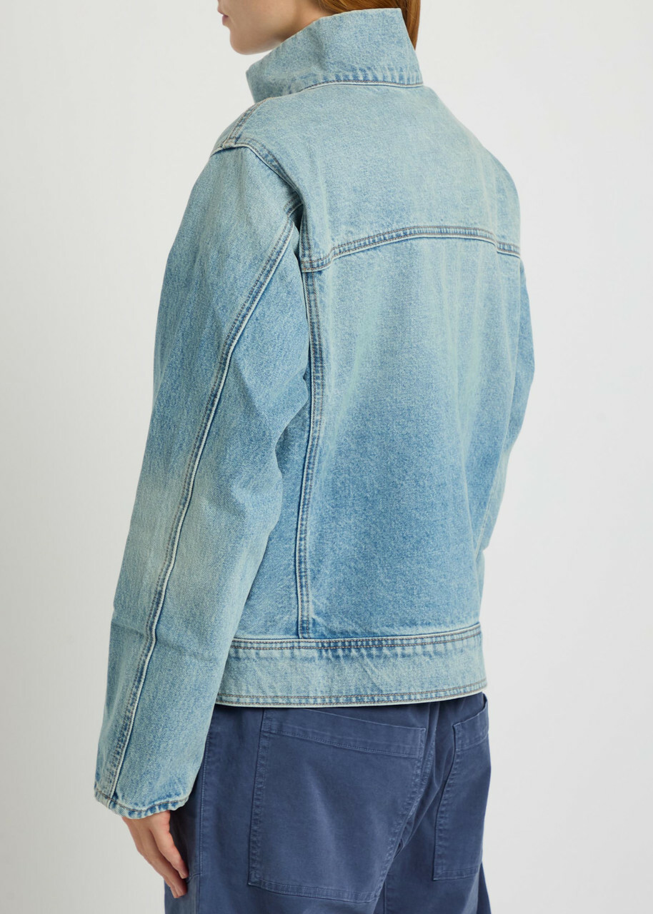 Nili Lotan Marilou High-neck Denim Jacket Light Blue