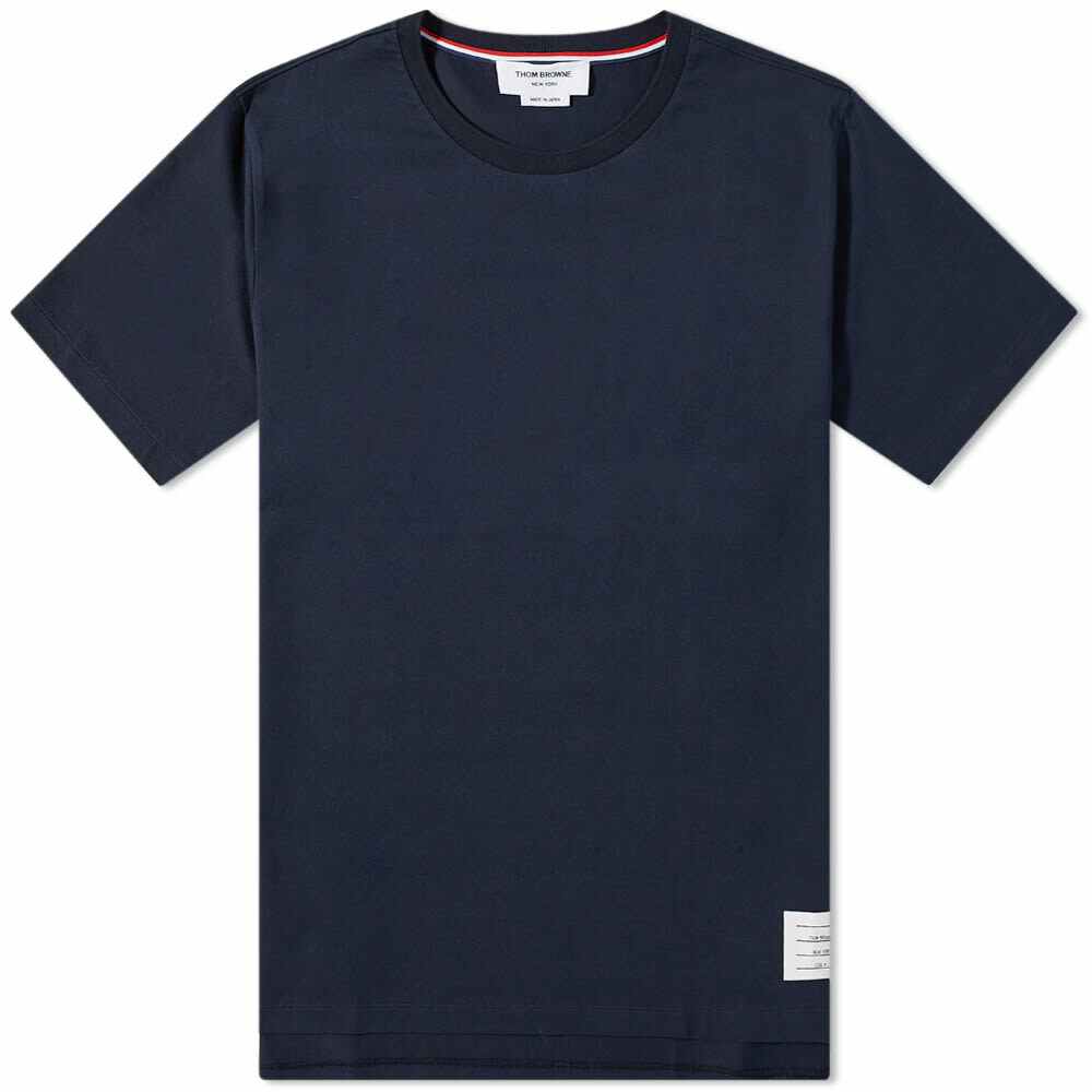 Thom Browne Men's Relaxed Fit Side Split Classic T-Shirt in Navy