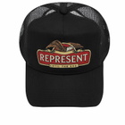 END. x Represent Eagle Trucker Cap in Jet Black 