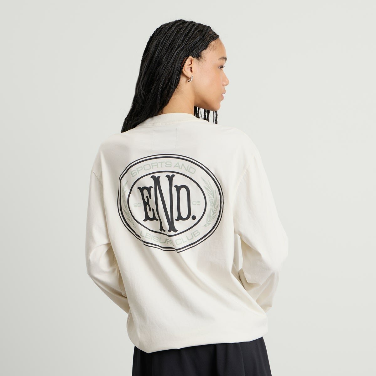 END. Leisure Long Sleeve T-Shirt in Smoke White