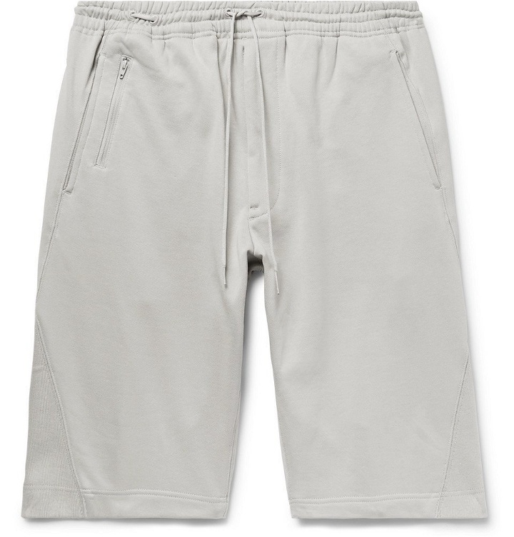 Photo: Y-3 - Loopback Cotton-Jersey Drawstring Shorts - Light gray