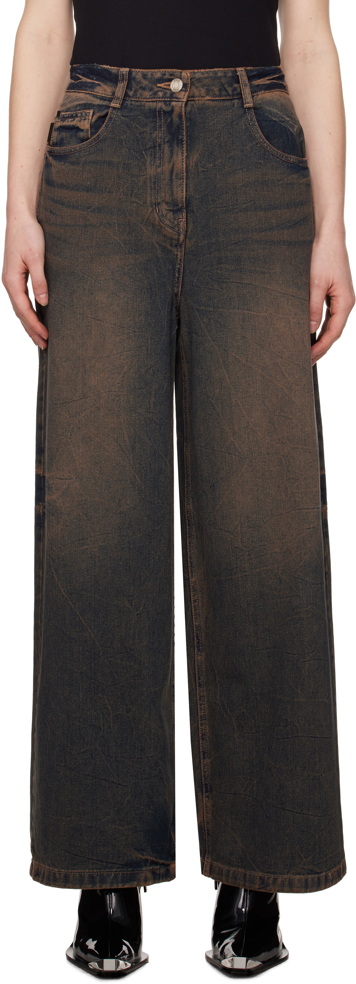 Juun.J Blue Loose Fit Dirty Washed Jeans