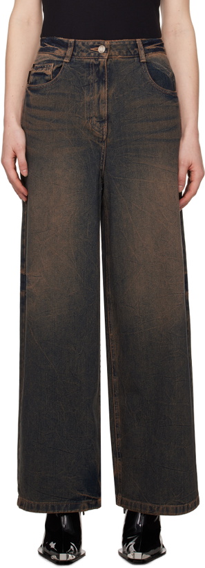 Photo: Juun.J Blue Loose Fit Dirty Washed Jeans