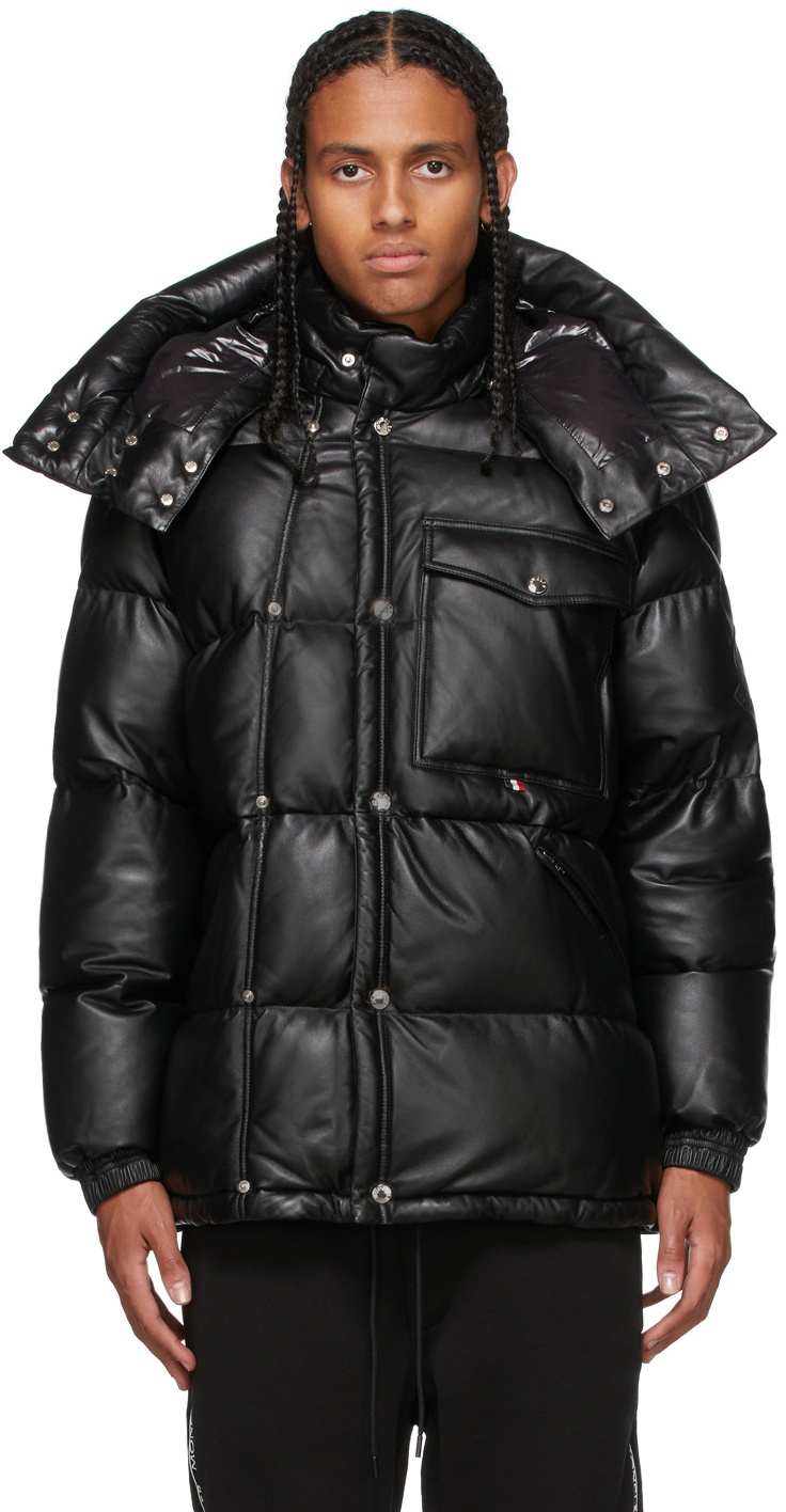 MONCLER ブラック レザーダウンジャケット PROMIO 新品 モンクレール