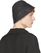 FREI-MUT Black Leather Selim Bucket Hat