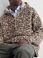 KAPITAL - Hooded Leopard-Jacquard Half-Zip Sweater - Neutrals
