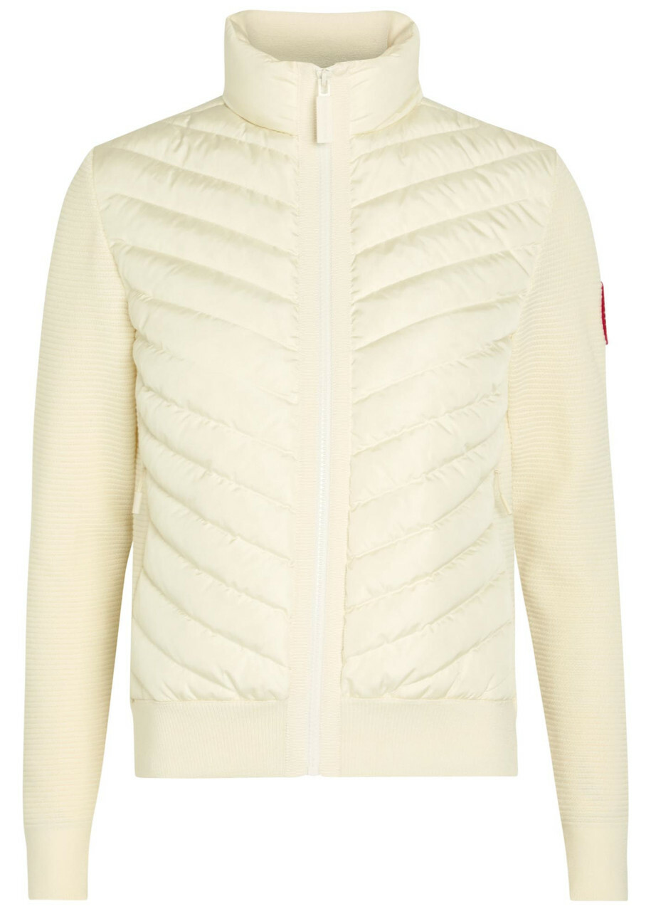 Canada Goose Hybridge Padded Shell and Wool-knit Jacket Cream