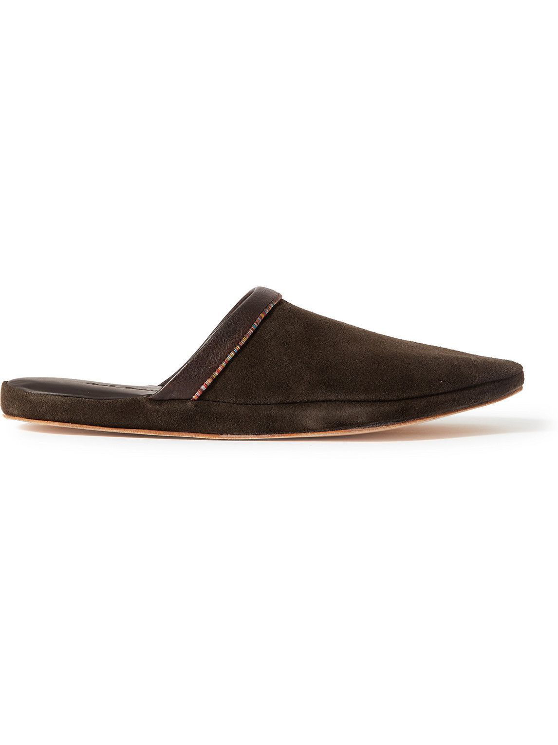 Paul Smith - Striped Leather-Trimmed Slippers - Brown Paul Smith
