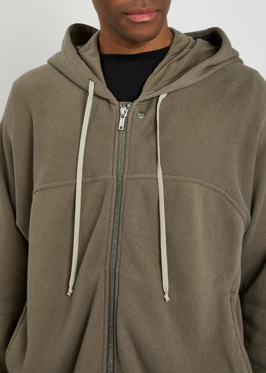 Rick Owens Felpa Hooded Cotton Sweatshirt Brown
