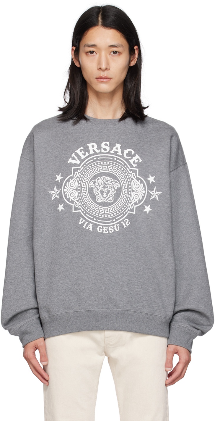 Versace Gray Printed Sweatshirt Versace