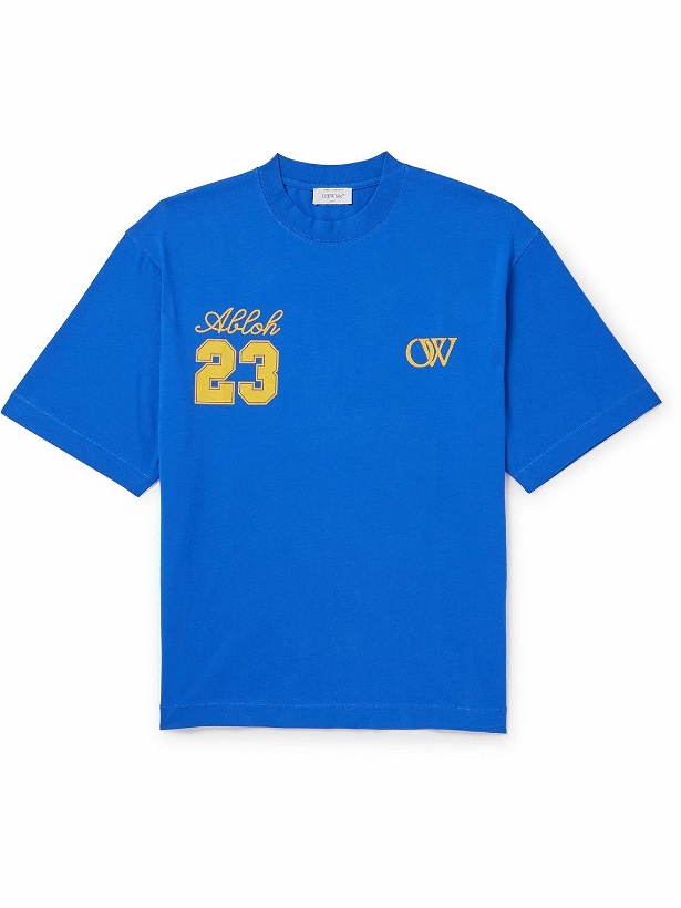 Photo: Off-White - Skate Logo-Print Cotton-Jersery T-Shirt - Blue