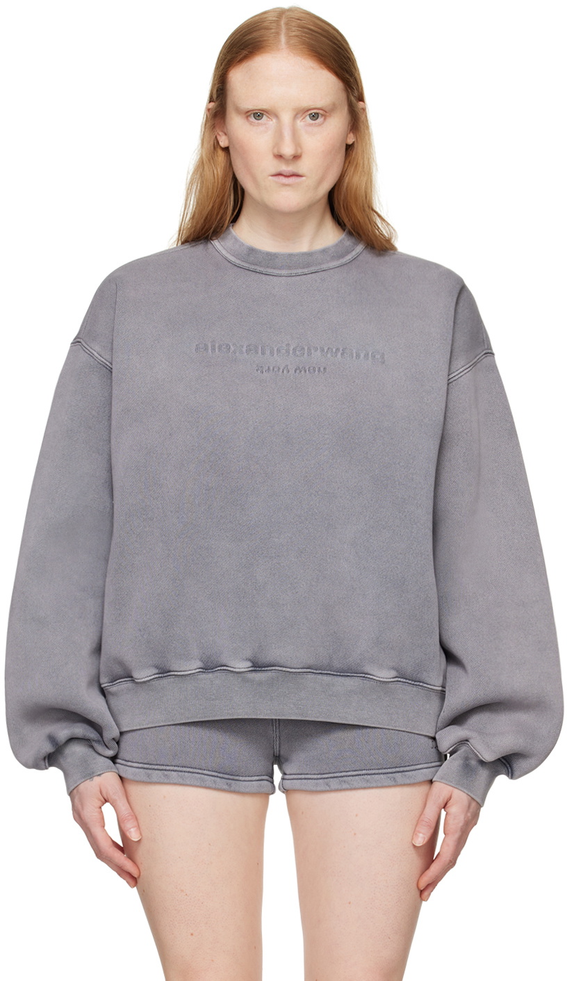 Alexander Wang: Gray Embossed Sweatshirt | SSENSE