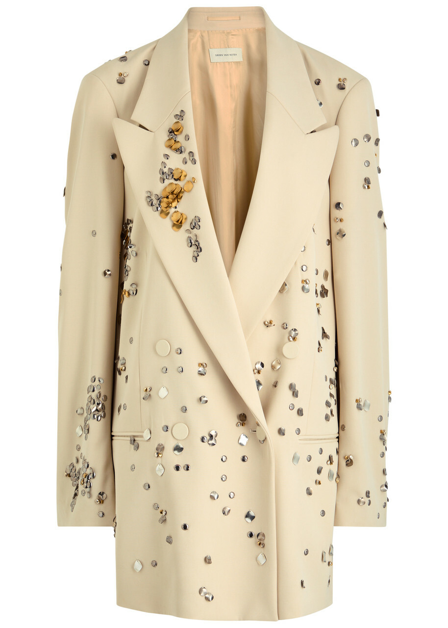Dries Van Noten Blink Embellished Double-breasted Wool Blazer