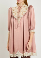Chloe Lace and Silk Mini Dress Light Pink