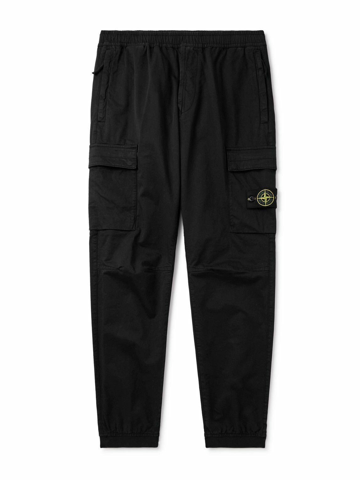 Stone Island - Tapered Cotton-Blend Trousers - Black