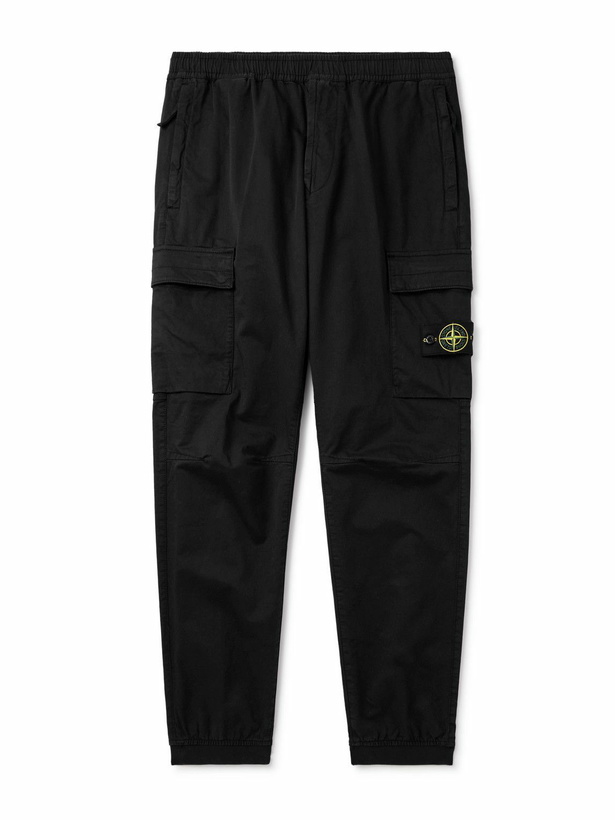 Photo: Stone Island - Tapered Cotton-Blend Trousers - Black