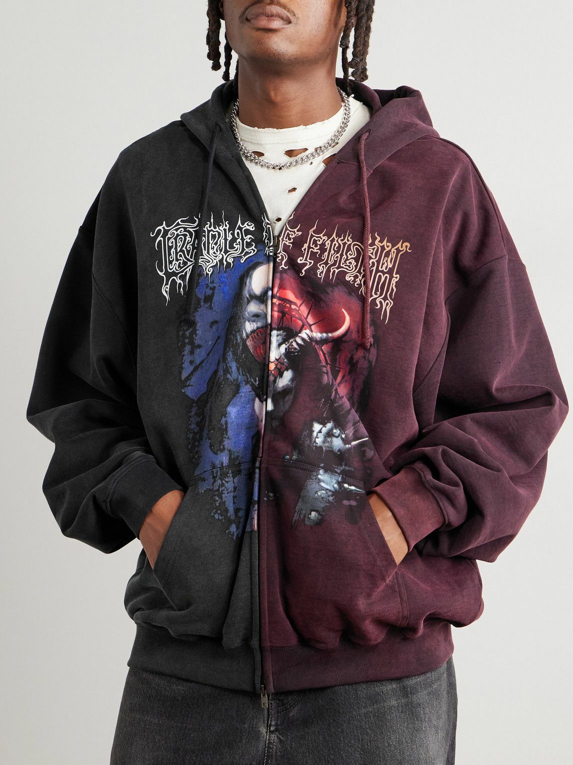 VETEMENTS - Cradle of Filth Oversized Panelled Cotton-Blend Jersey