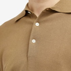 Beams Plus Men's 12g Knit Long Sleeve Polo Shirt in Mocha