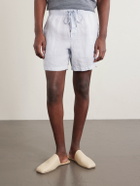 James Perse - Straight-Leg Garment-Dyed Linen Drawstring Shorts - Blue