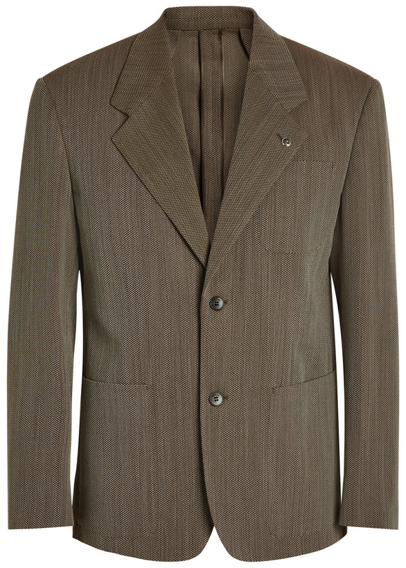 Photo: Versace Herringbone Wool Blazer Brown