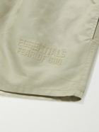 FEAR OF GOD ESSENTIALS - Straight-Leg Logo-Flocked Shell Drawstring Shorts - Gray