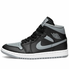 Air Jordan Women's 1 Mid Sneakers in Black/Particle Grey/White