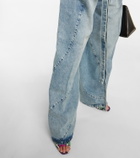 The Attico - High-rise wide-leg jeans