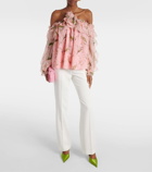 Carolina Herrera Floral halterneck silk blouse