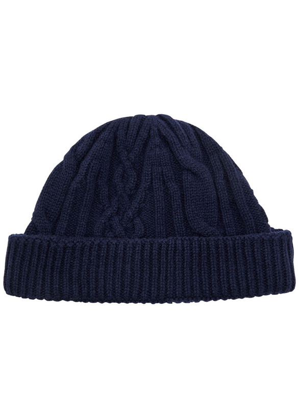 Photo: John Smedley Emery Cable-knit Cashmere and Wool-blend Beanie - Navy - One Size