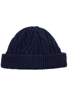 John Smedley Emery Cable-knit Cashmere and Wool-blend Beanie - Navy - One Size