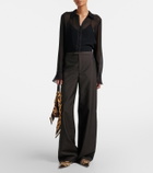Gucci Savoy Horsebit leather-trimmed ballet flats
