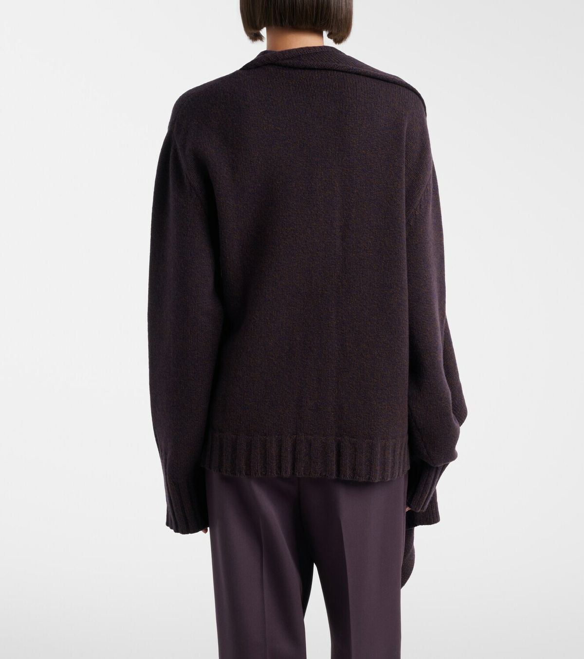 The Attico Scarf-detail wool and cashmere cardigan
