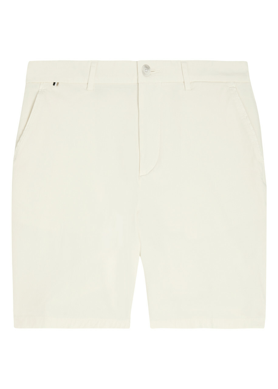 Boss Kane Stretch-cotton Shorts Ecru
