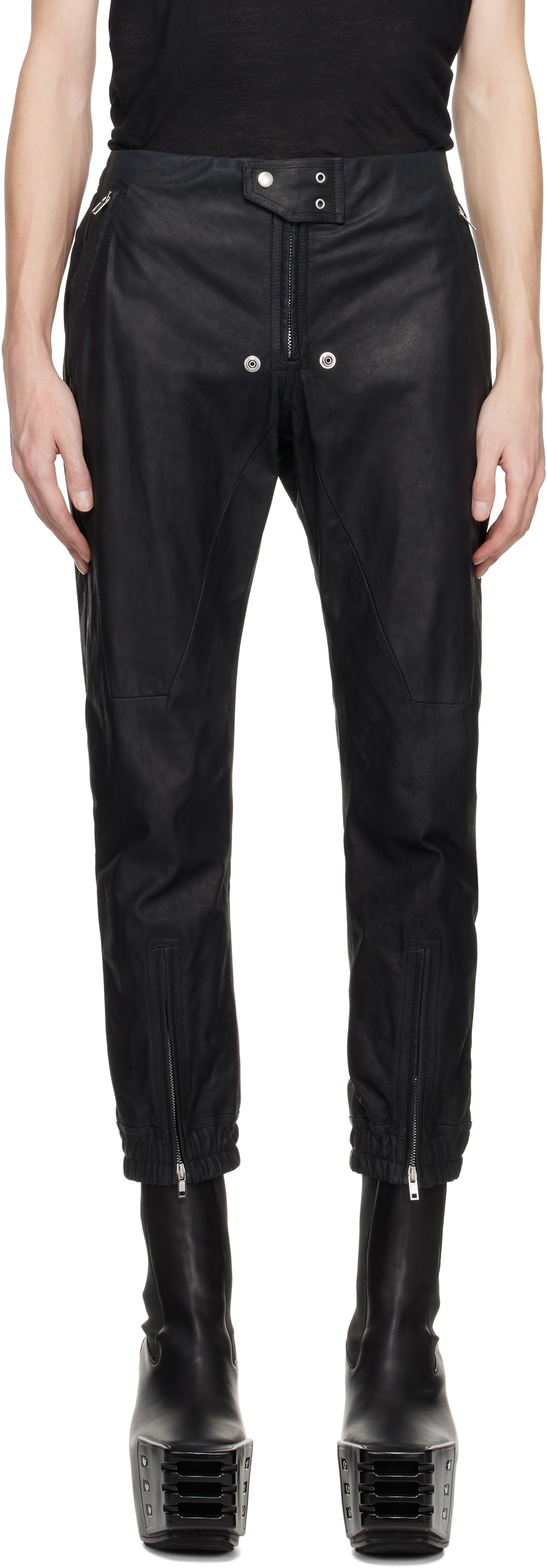 Rick Owens Black Hollywood Luxor Jogger Leather Pants Rick Owens