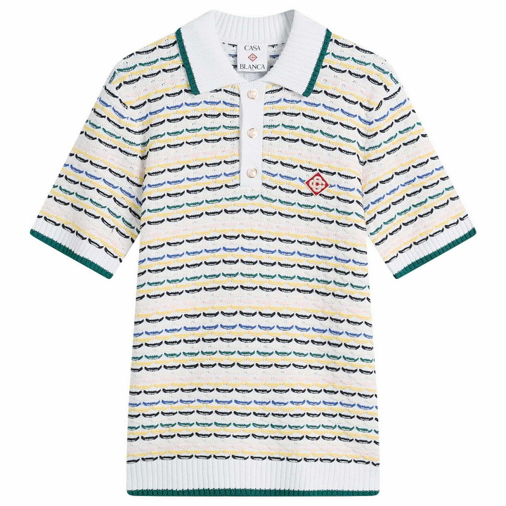 Photo: Casablanca Men's Tuck Stitch Polo Shirt in Multi