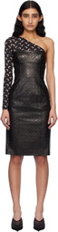Marine Serre Black Moonogram Embossed Leather Midi Dress